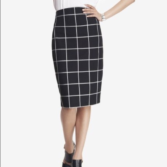 Express Dresses & Skirts - Express - Windowpane High Waisted Pencil Skirt